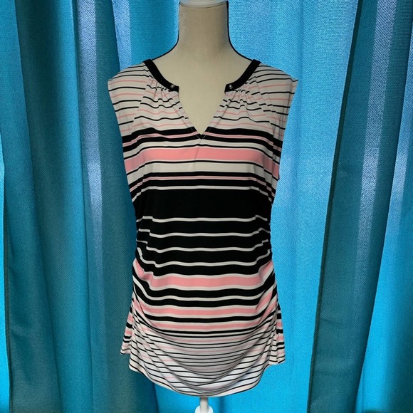 New York & Company Tops - New York & Company 7th Ave Blouse Pink/Black/White